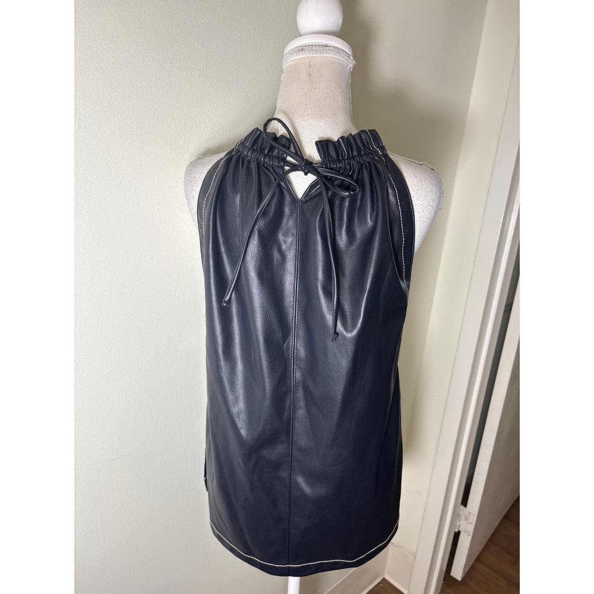 Phillip Lim Navy Faux Leather Top Sz S