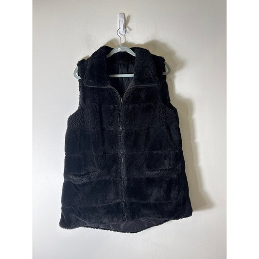 Cozy Black Reversible Sleeveless Zip Front Vest Sz XL