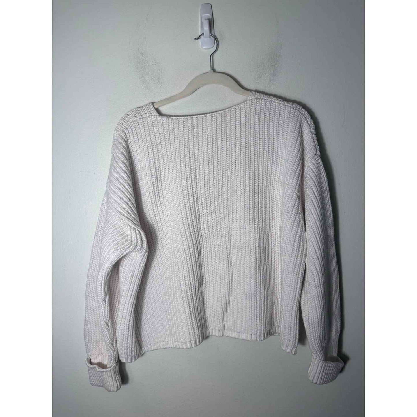 French Connection White Loose Knit Cropped Sweater Sz S