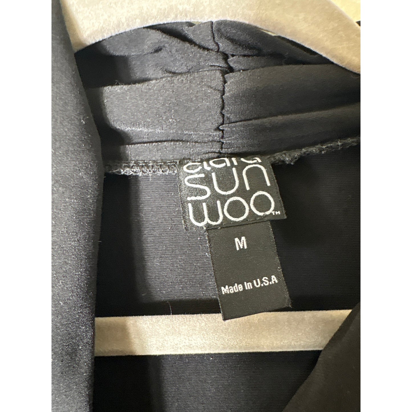 Clara Sun Woo Black 3/4 Sleeve V-Neck Hi Low Hem Shirt Sz M