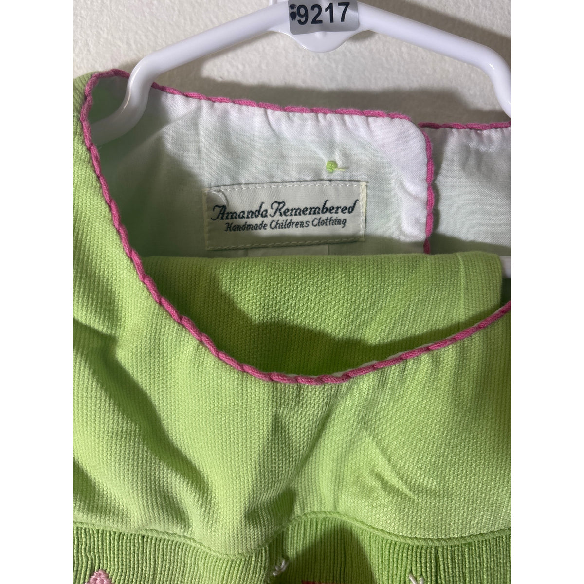 GIrls Vintage Amanda Remembered Lime green smocked top&pants set Sz 4