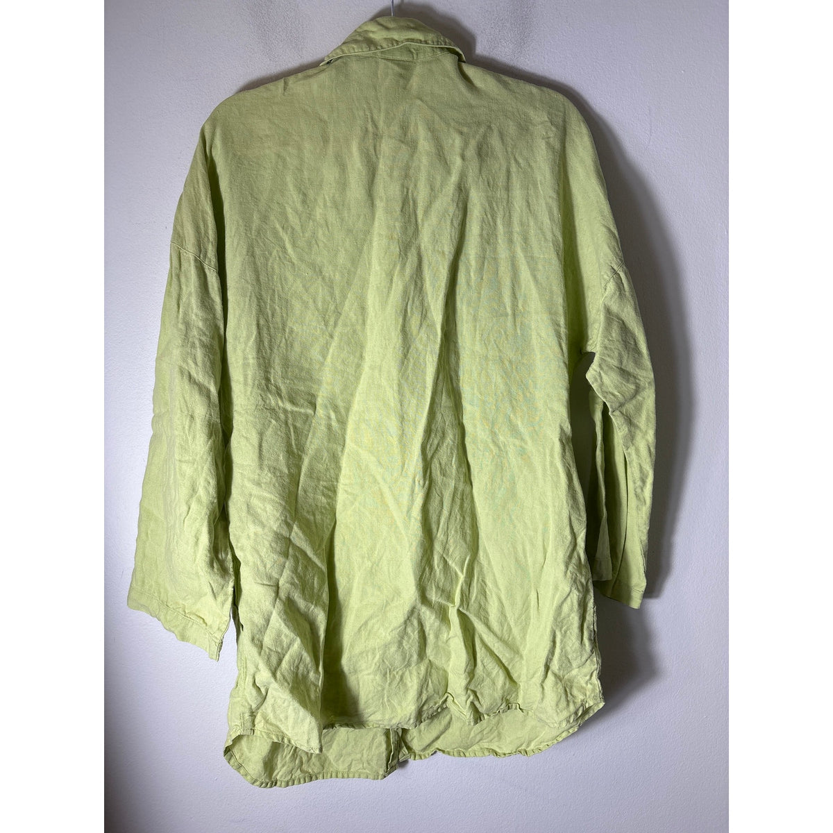 Chico's green button down linen shirt