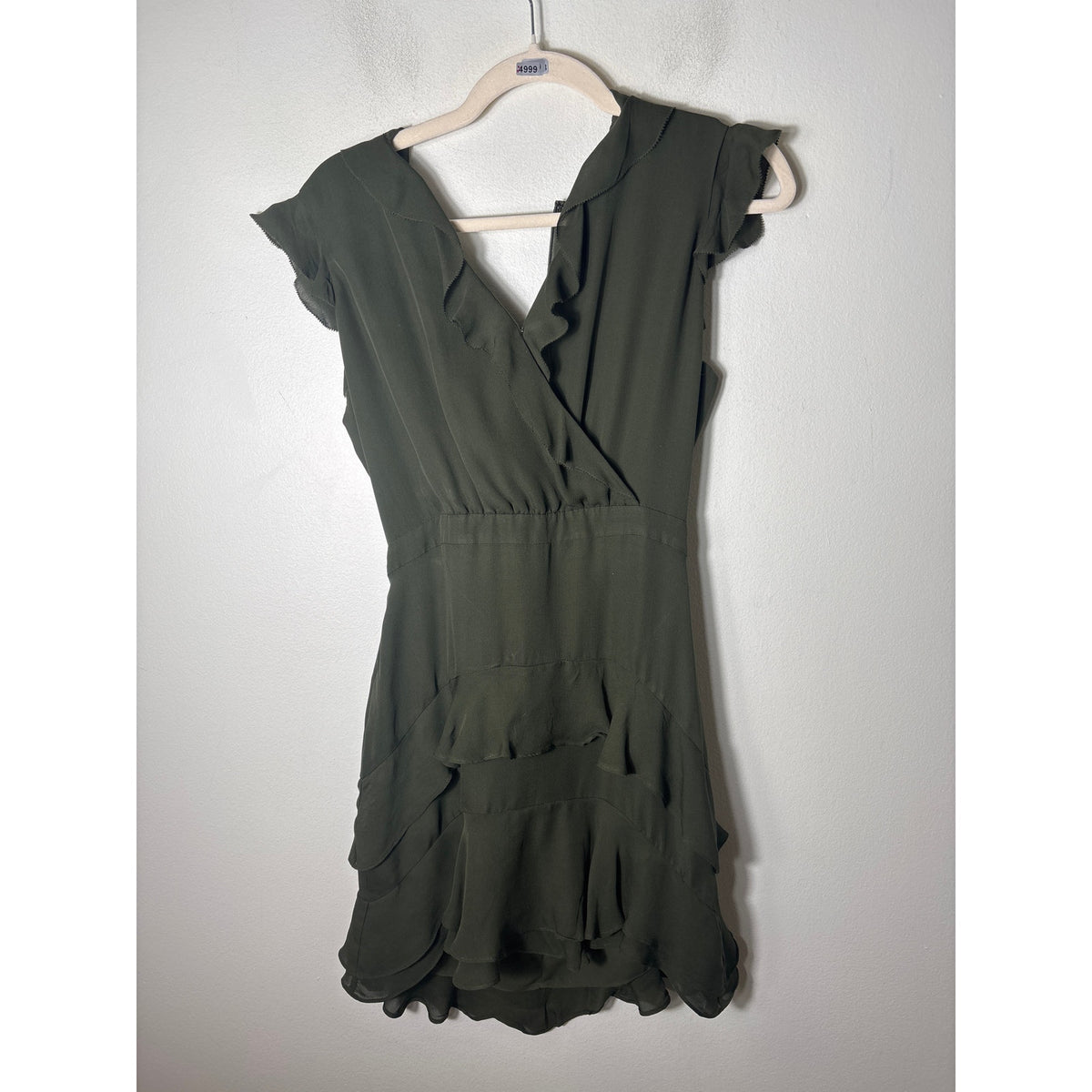 Parker Hunter Green Ruffled Mini Dress Sz S
