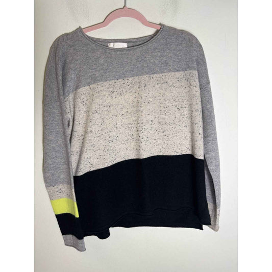Lisa Todd Cashmere Black Color Block Long Sleeve Cashmere Sweater Sz M