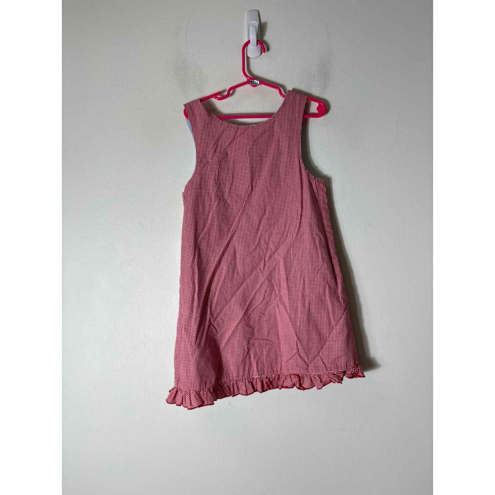 Girls VIntage Blue check & Red Check Reversible Dress with S on one side Sz 4