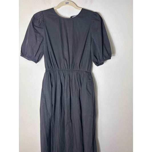 Greylin Black Cotton Puff Sleeve Maxi Dress Sz S