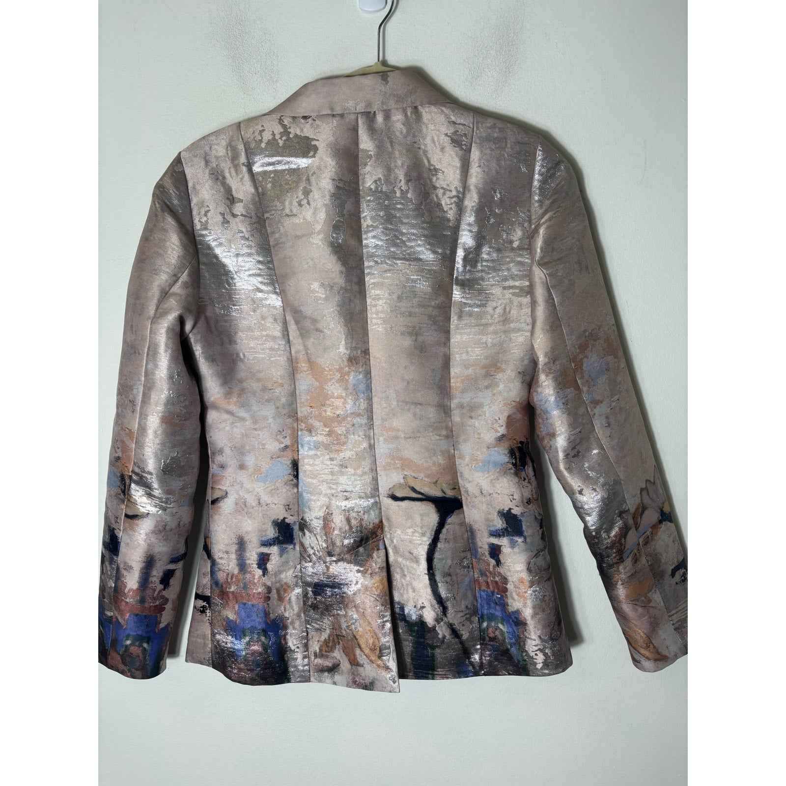 Ecru Pewter Long Sleeve Water Color Jacket/Blazer Sz 4