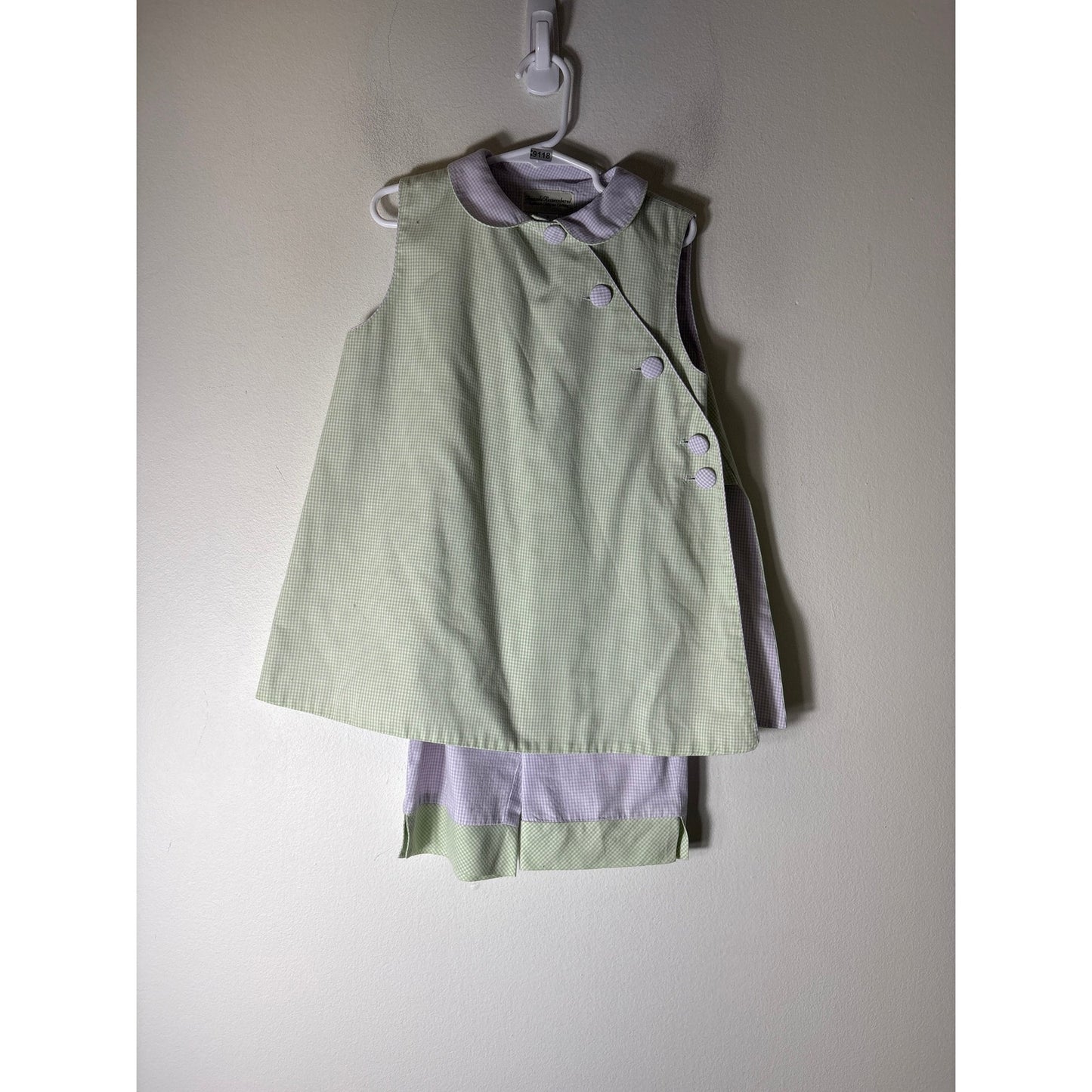 Girls Vintage Amanda Remembered Purple&Green Check top&pants set Sz 6