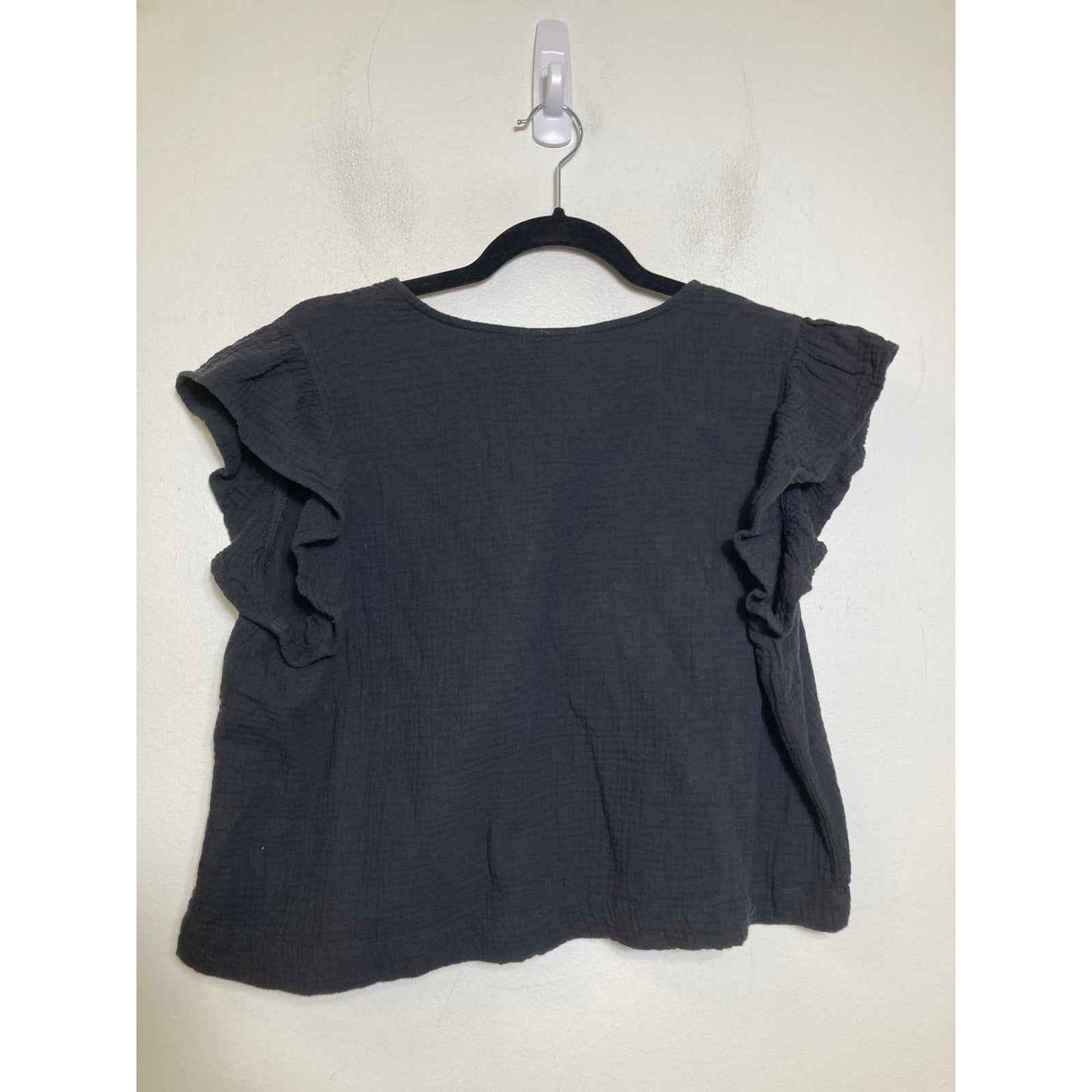 NWT Rails Black Flutter Sleeve Cotton Shirt Sz L
