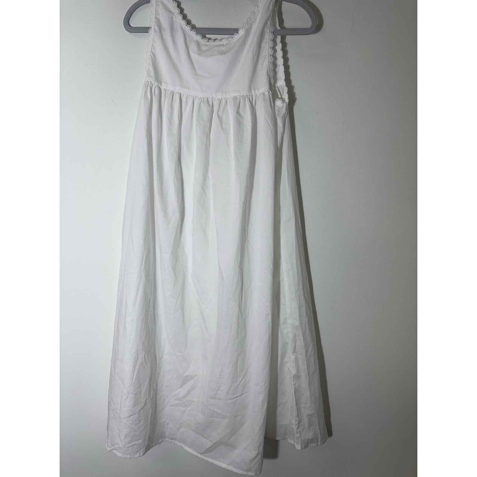 Lenora by Dina Yang White Blue Hearts Cotton Nightgown Sz S