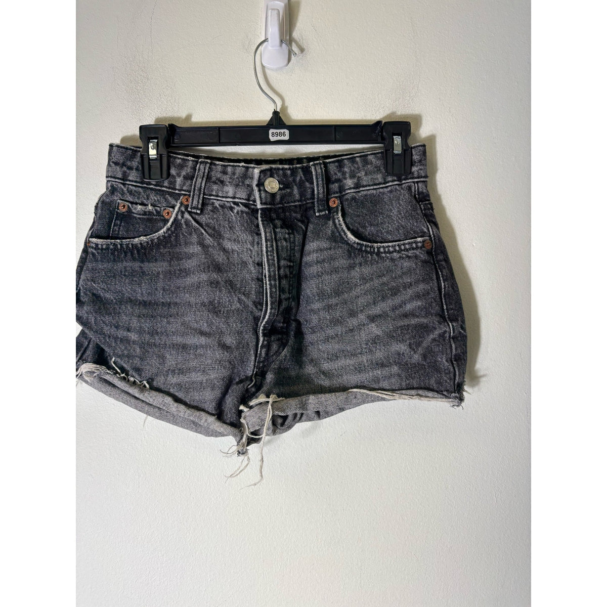 Zara Black Denim Cut Off Shorts Sz 2