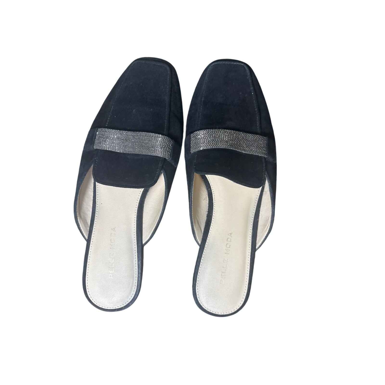 Pelle Moda Black Suede Slip On Mule Sz 7.5
