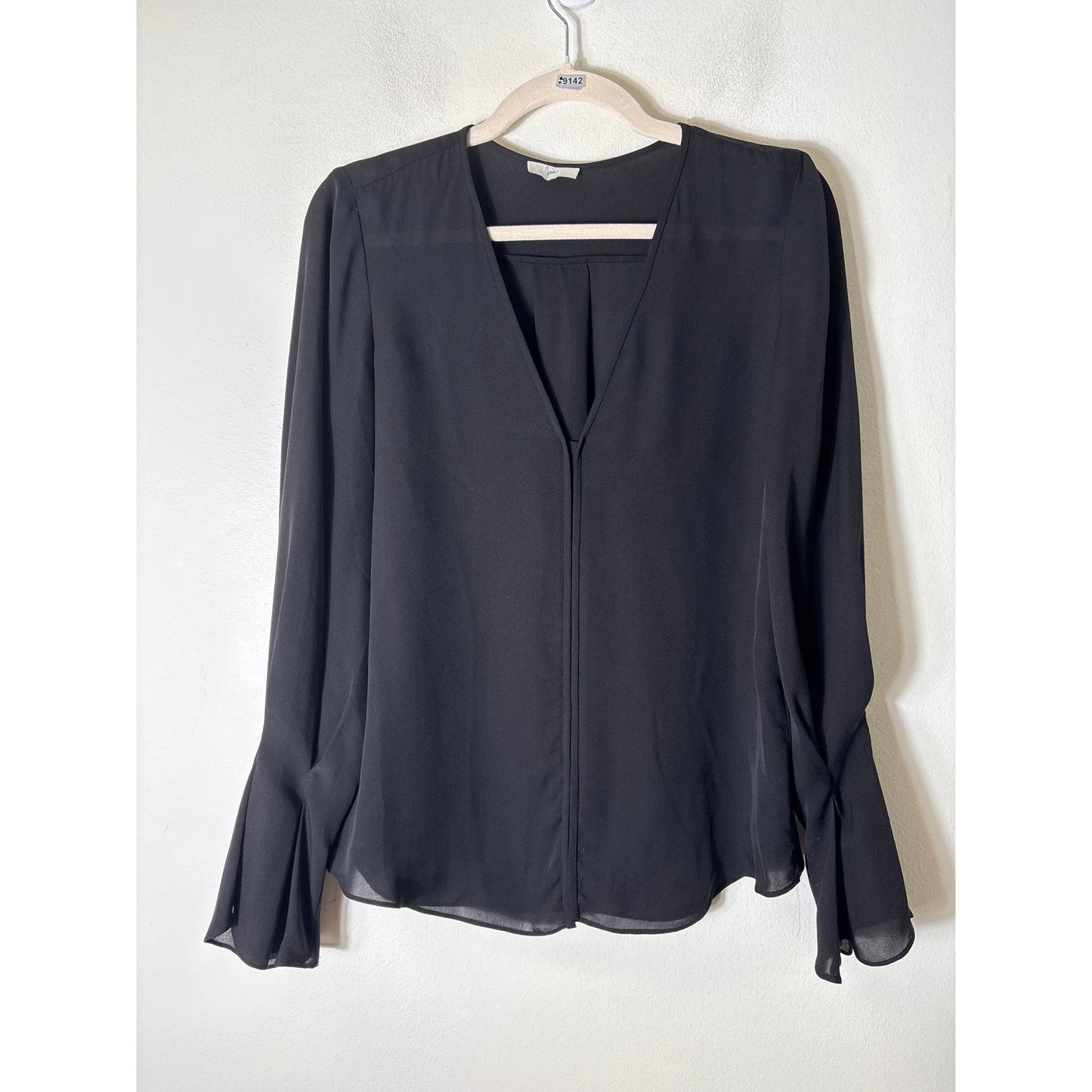 Joie Black Long Sleeve Silk V-Neck Tunic Sz S