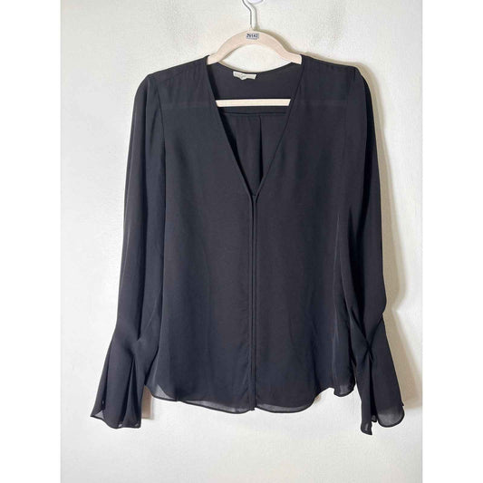 Joie Black Long Sleeve Silk V-Neck Tunic Sz S