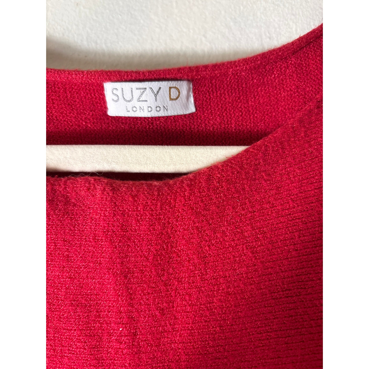 Suzy D Red Boxy Cropped Sweater Sz OS