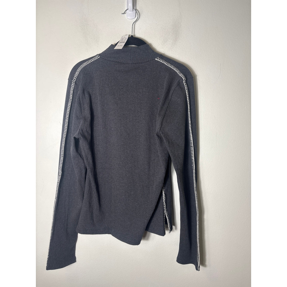 NWT J. Crew Charcoal Gray Ribbed Long Sleeve Sz L