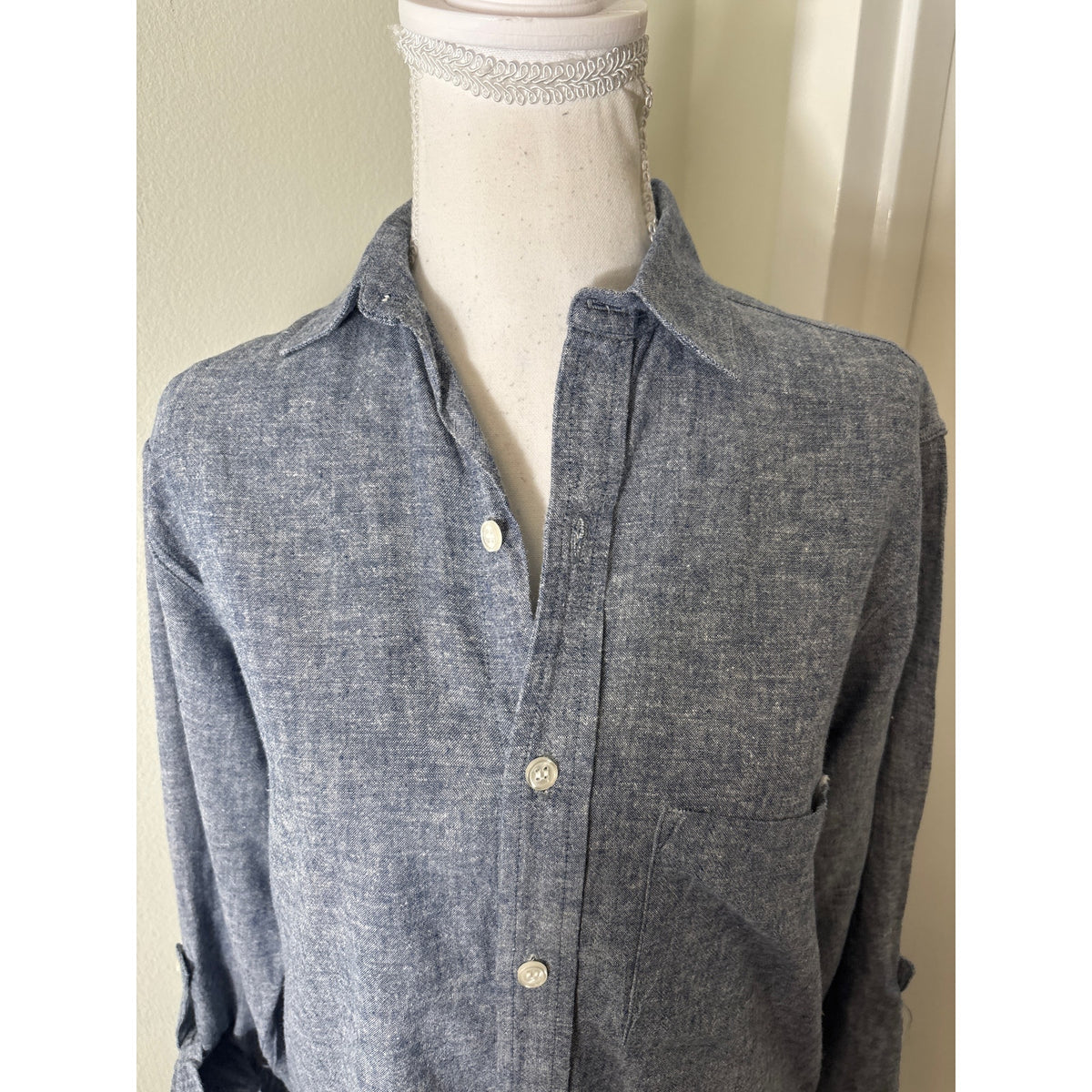 Emily Phillips Nashville Blue Long Sleeve Knee Length Shirt Dress Sz 3