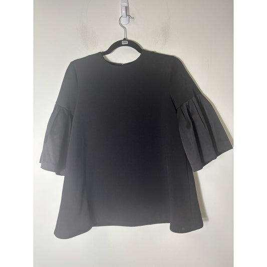 EDIT Black Half Bell Sleeve Back Zip Special Occasion Top Sz XS