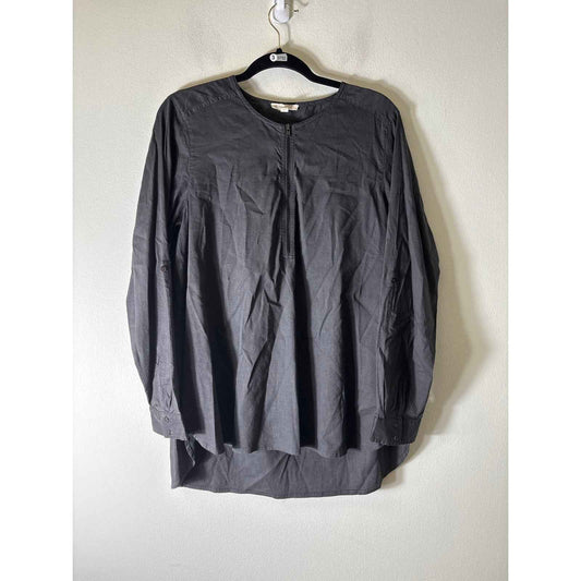 Eileen Fisher Charcoal Gray Long Sleeve Tunic Style Top Sz M