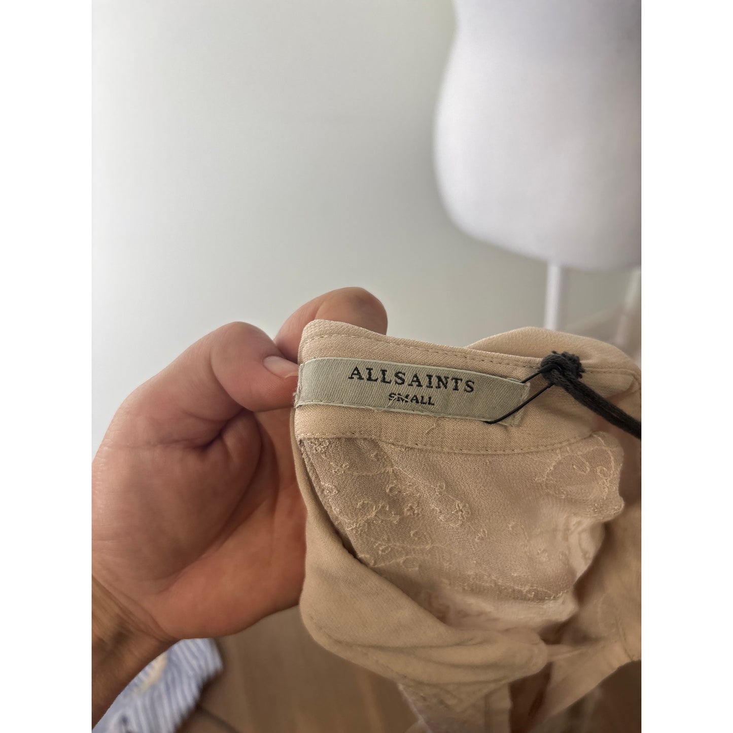 NWT Allsaints Dusty Pink Long Sleeve Embroidered Shirt Sz S