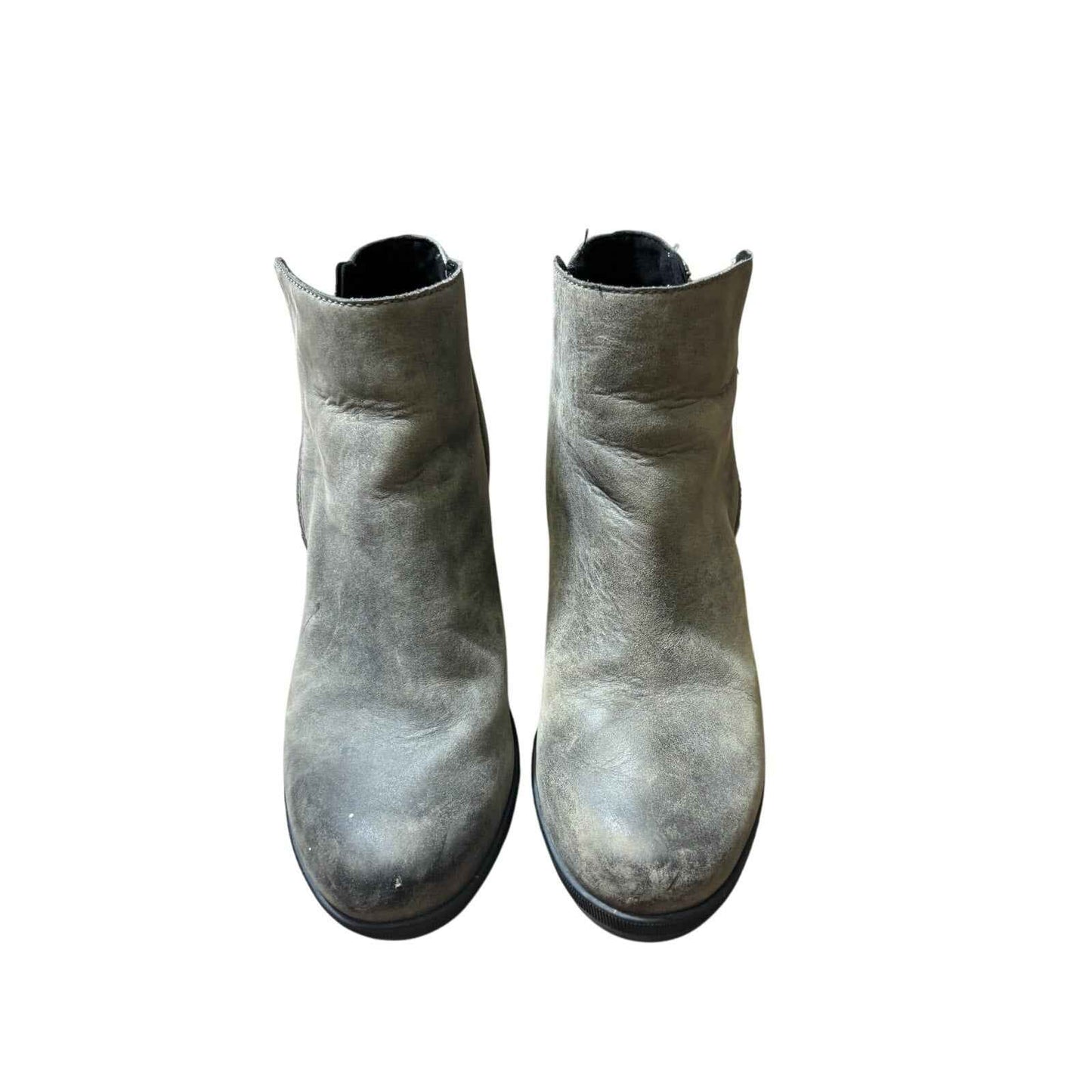 Sorel Gray Leather Wedge Zip Up Ankle Boot Sz 8.5