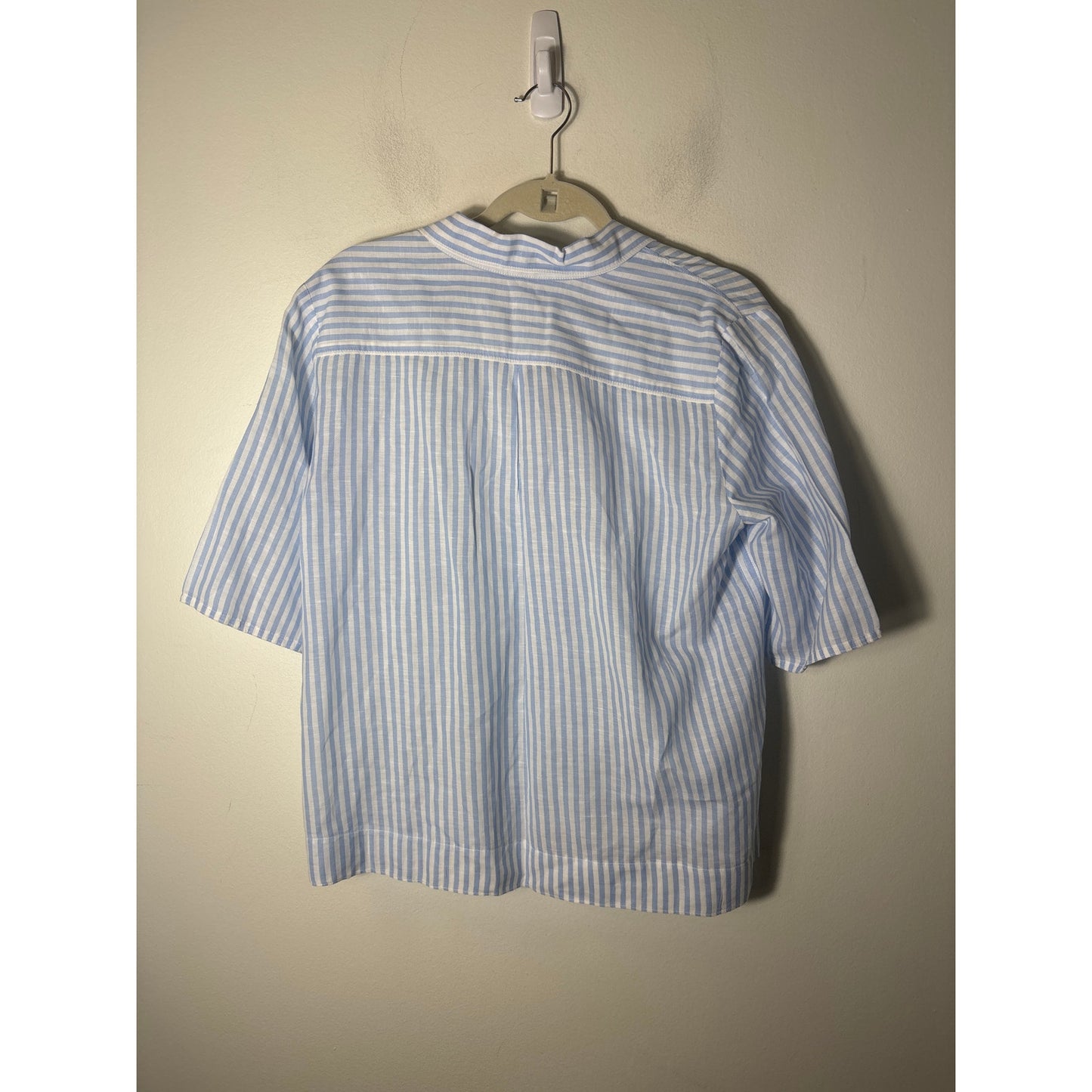 Sugar Made In France Blue and White Stripe Short Sleeve Blouse Sz 4