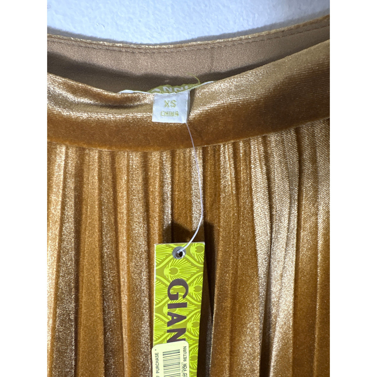 NWT Gianni Bini Gold Pleated Midi Skirt Sz XS