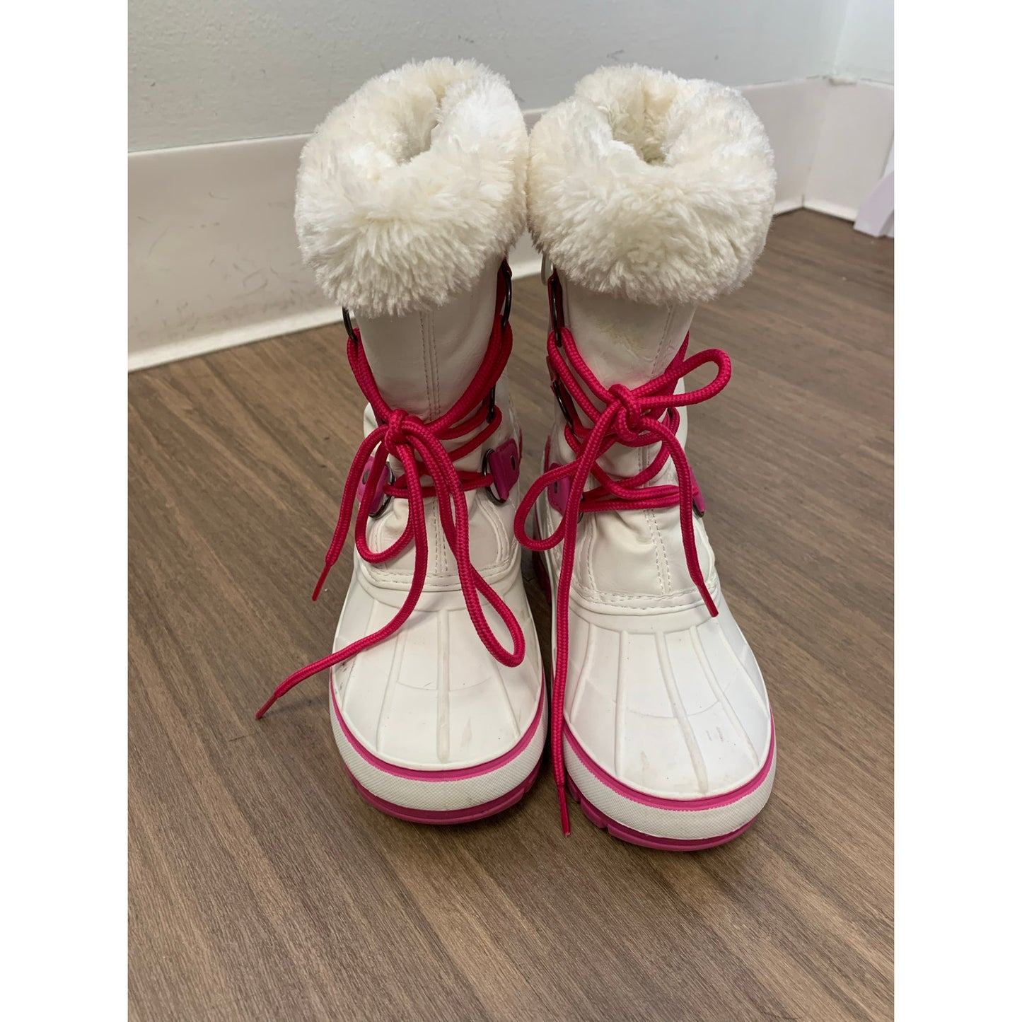 Girls Dream Pairs Pink Fuzzy Snow Boots Childrens Sz 13