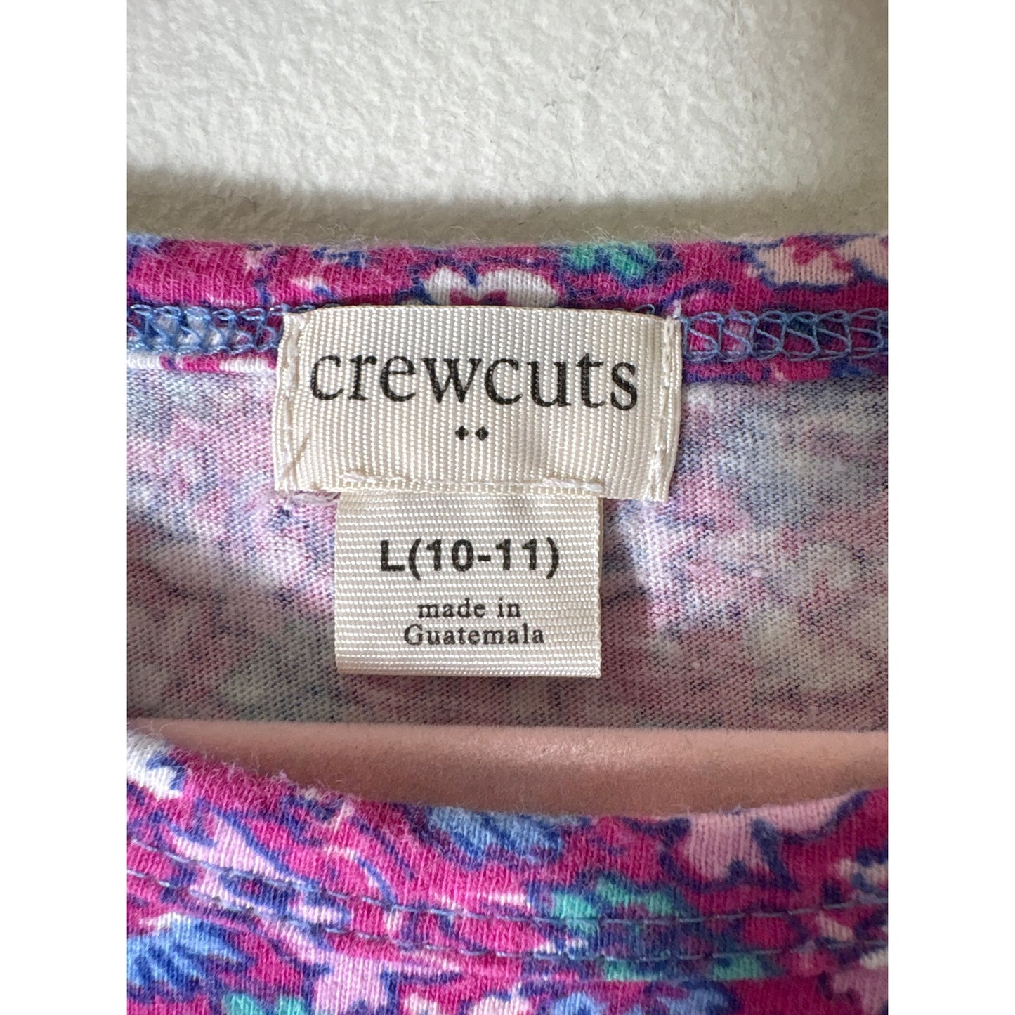 Girls Crewcuts Pink Floral Short Sleeve Cotton Dress Sz 10-11