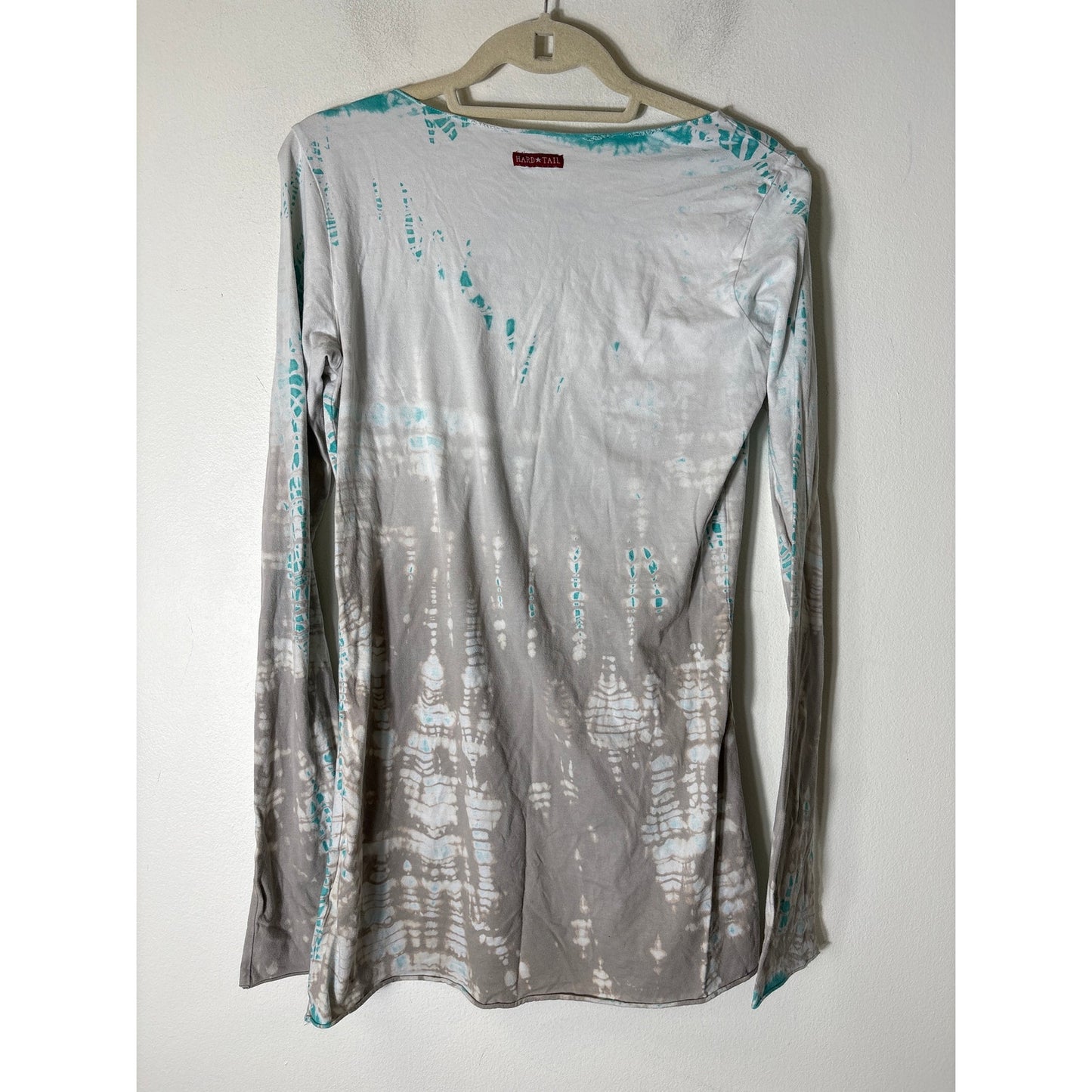 Hard Tail Gray Teal Tie Dye Long Sleeve Athletic Top Sz L