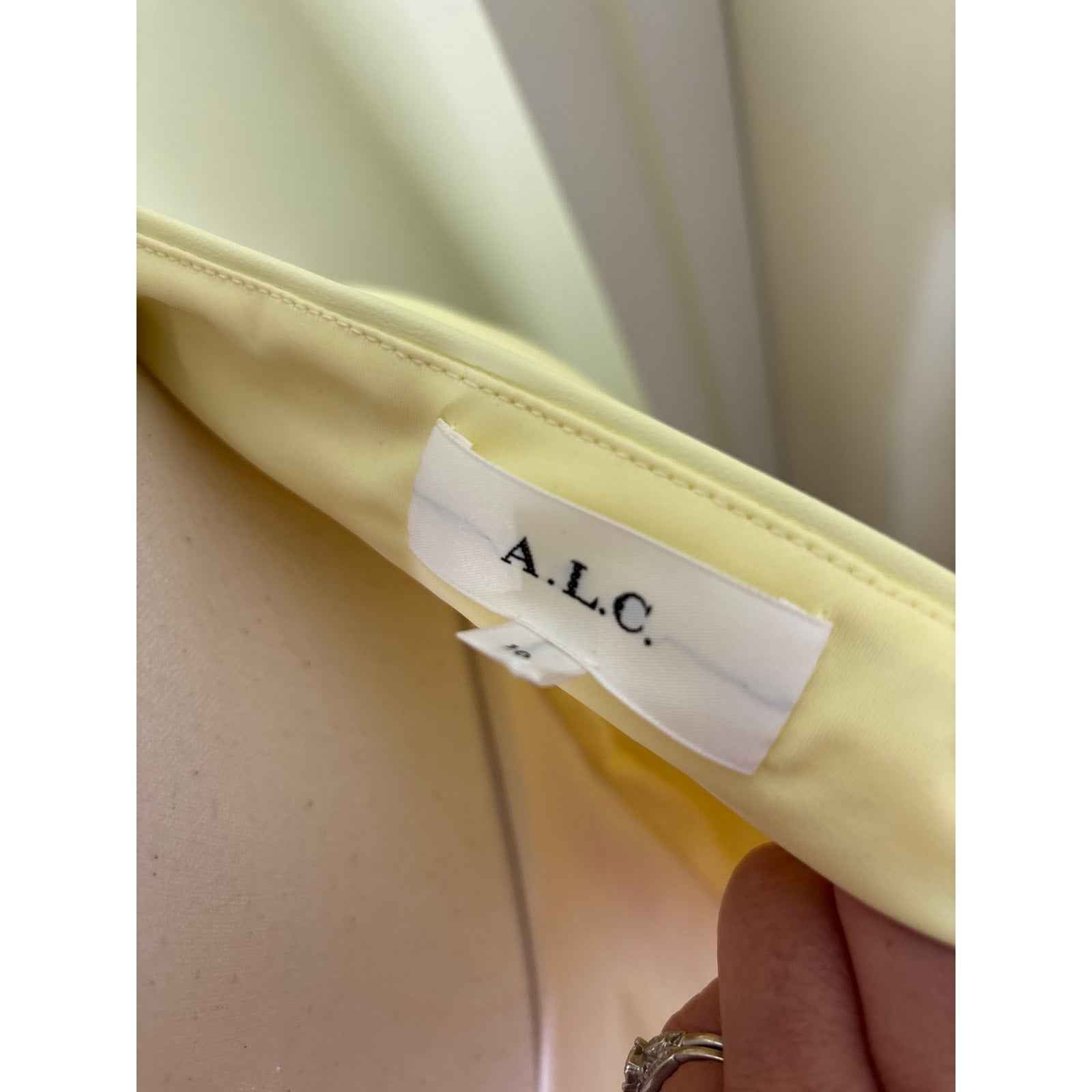 A.L.C. Butter Yellow Faux Leather One Shoulder Aysmmetrical Maxi Sz 10