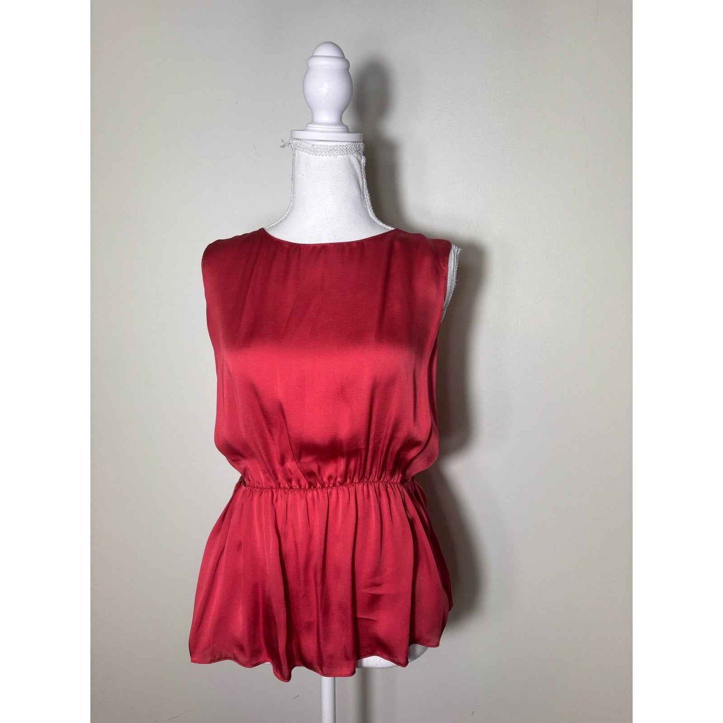 Theory Red Silk Sleeveless Stop SZ S