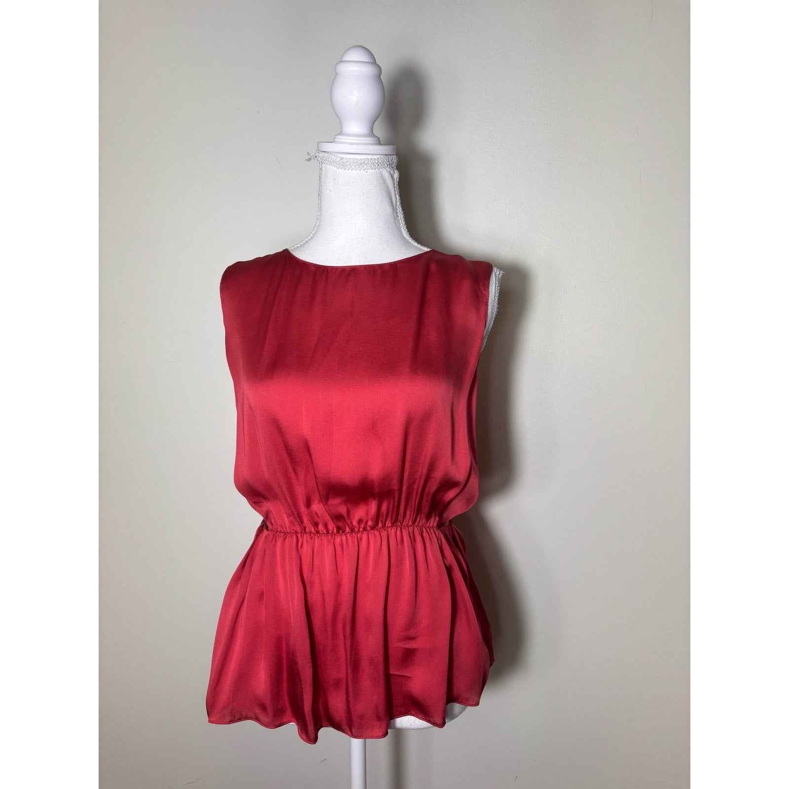 Theory Red Silk Sleeveless Stop SZ S