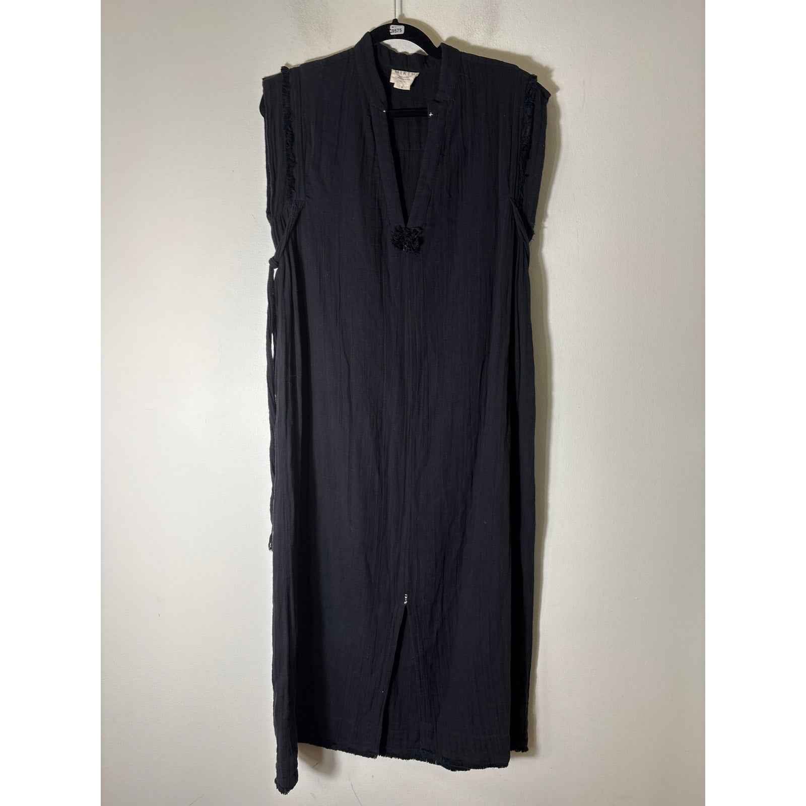 Mirth Black Cap Sleeve V-Neck Cotton Guauze Maxi Dress sz S