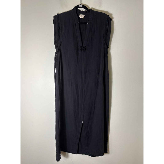Mirth Black Cap Sleeve V-Neck Cotton Guauze Maxi Dress sz S