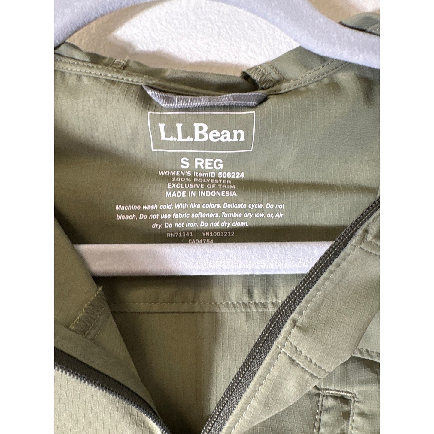 L.L.Bean Green Hooded Wind Breaker Jacket Sz S