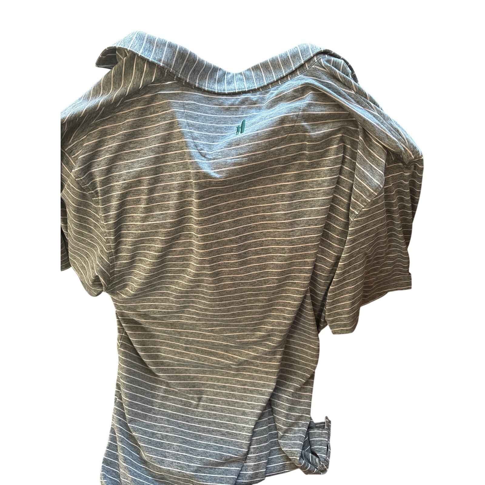 Men's Johnnie O Green and White Stripe Short Sleeve Spartan Shirt Sz XL