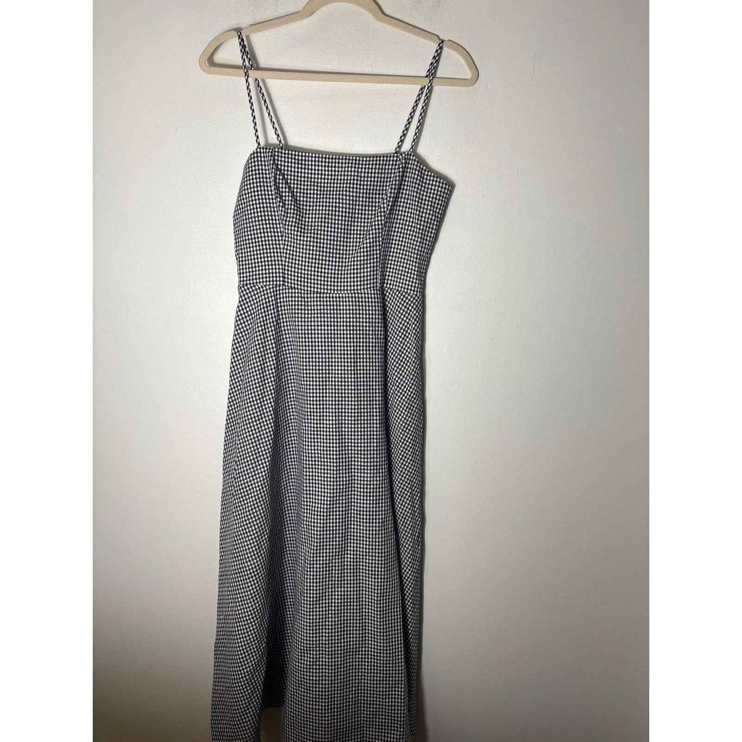 NWT O.T.P. Black and White Checked Linen Cotton Blend Maxi Dress Sz 6