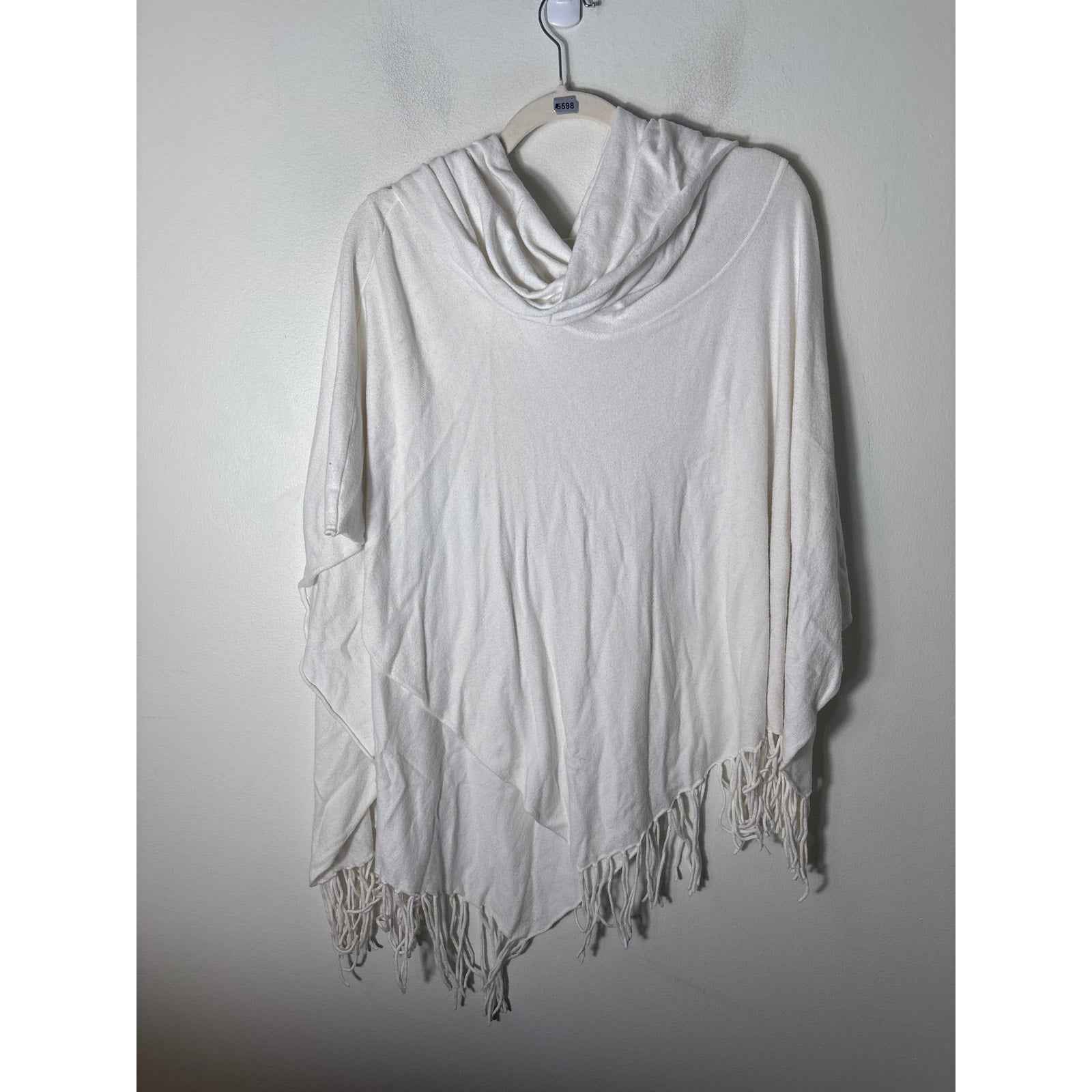 Pants Store White Fringe Pull Over Poncho Sz OS