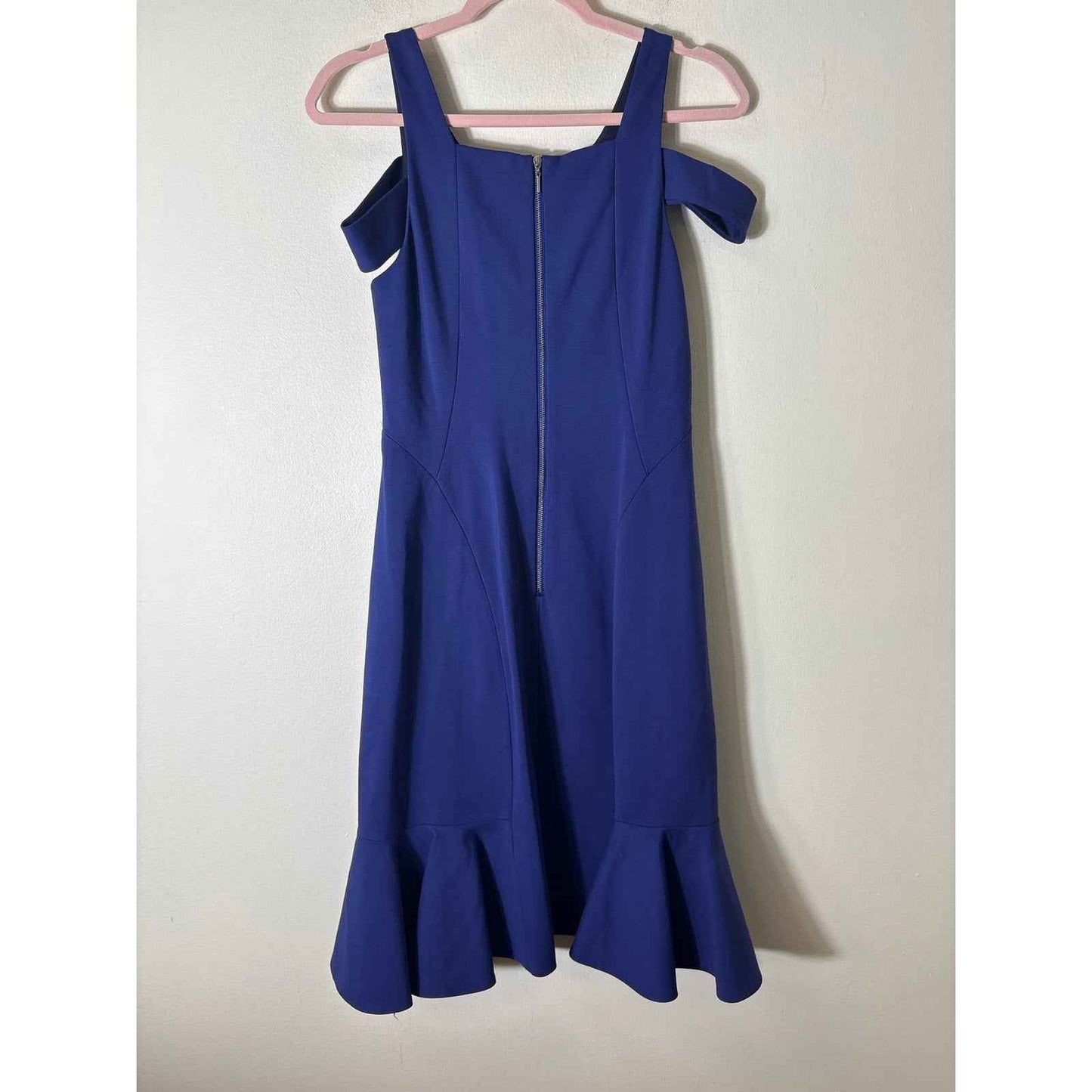 Rebecca Taylor Blue Cold Shoulder Fitted Flare Cocktail Dress Sz 4