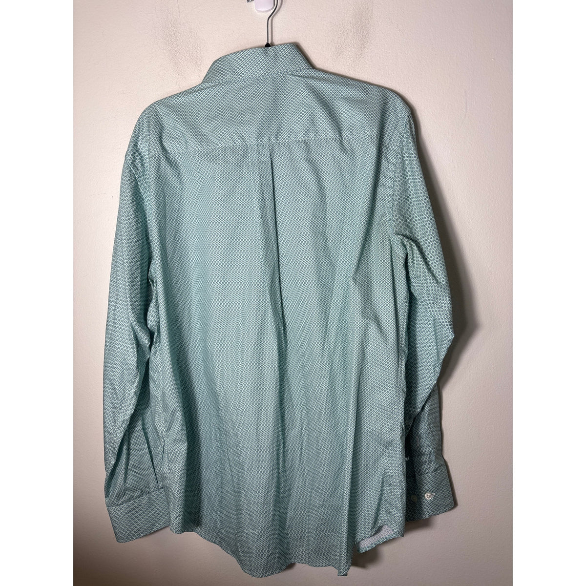 Clubhouse Collection Green and Navy Dot Button Up Shirt Sz L