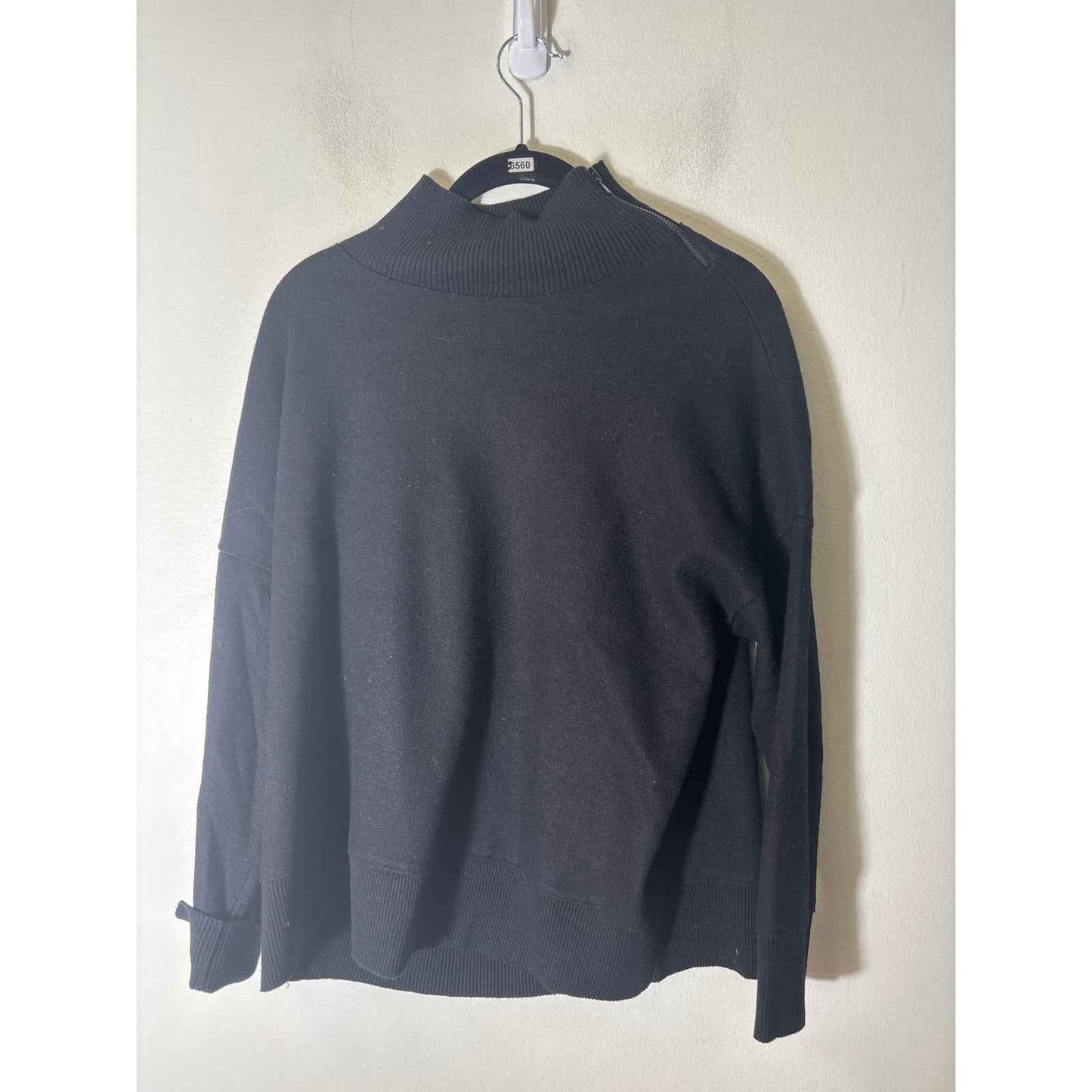 Lafayette 148 Black Long Sleeve Wool Mock Neck Shirt Sz S