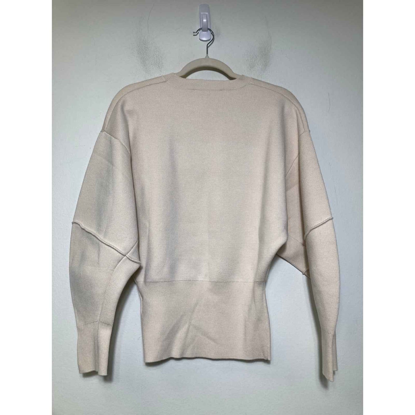NWT Zara Off White Long Sleeve Knit Funnel Sweater Sz M