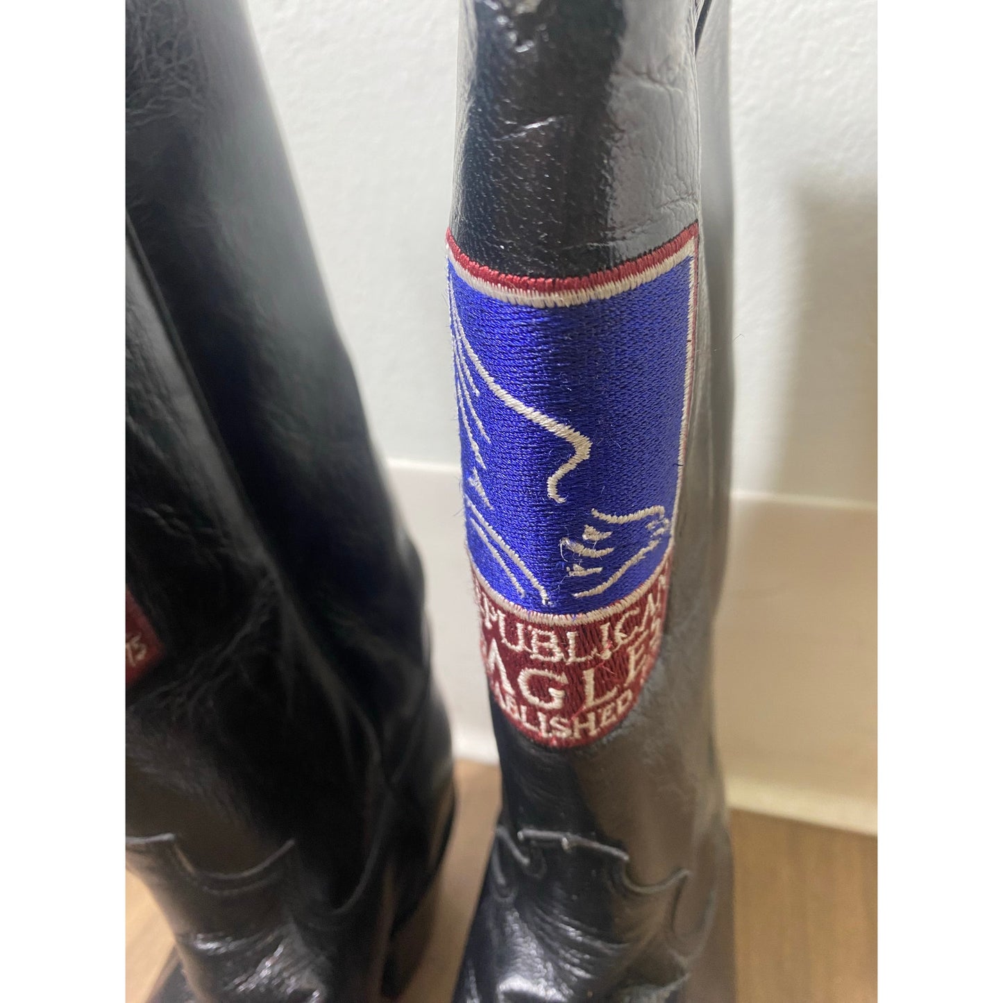 Justin Brand Black "Repulican Eagles" Leather Cowboy Boot Sz  7