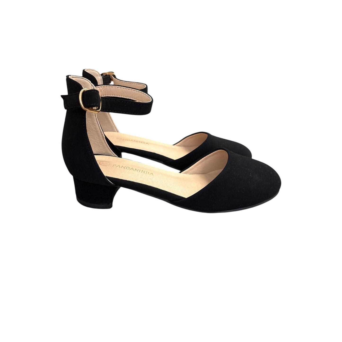 Girls Pandaninjia Black Ankle Buckle Heels Sz 1