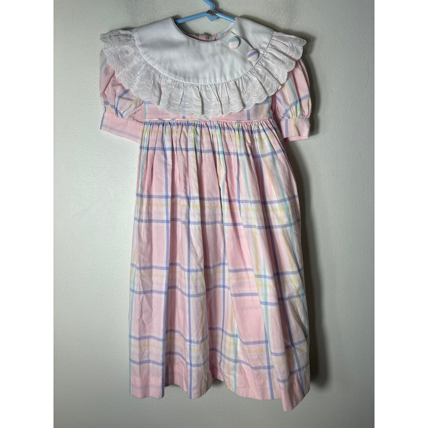 Girls Vintage Mondays Child Pink pastel puff Sleeve Dress with White Collar Sz 4