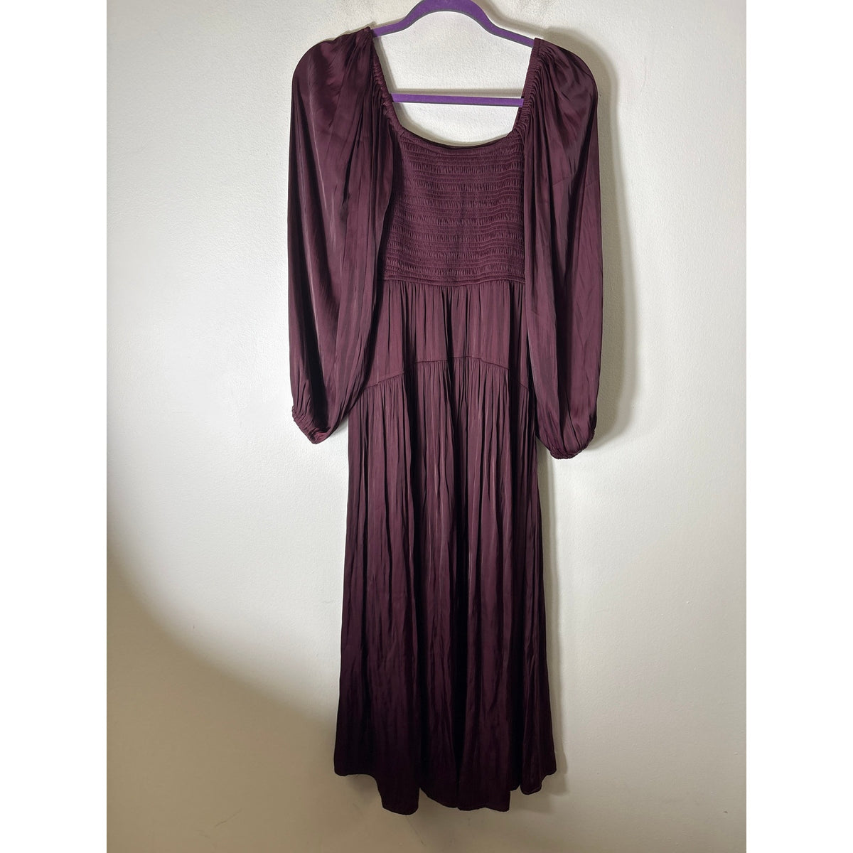 Z Supply Deep Plum Smocked Bodice Maxi Dress Sz S