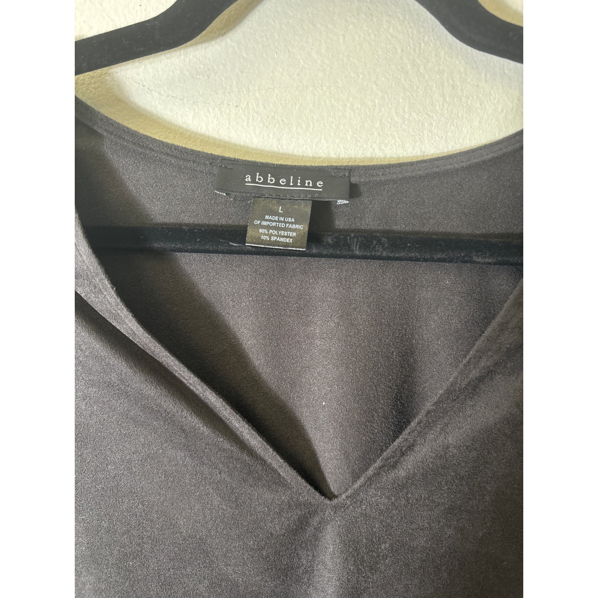 Abbeline Black Faux Suede Shift Dress Sz L