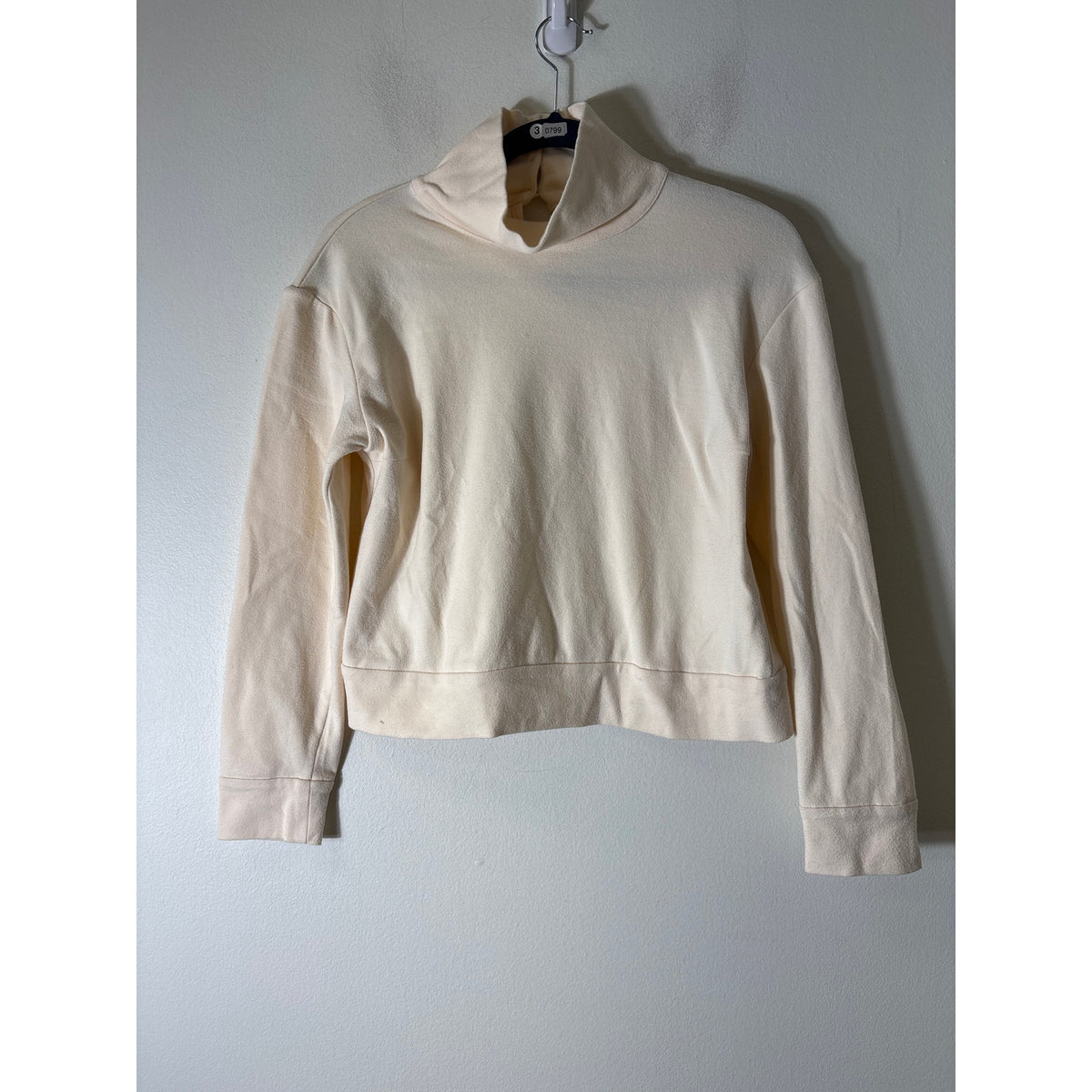 Buru Cream Mock Neck Long Sleeve Crop Top Sz S