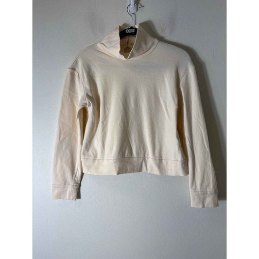 Buru Cream Mock Neck Long Sleeve Crop Top Sz S